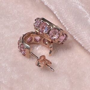 Algerian & Aulde 14k Gold mini hoops with Pink Sapphire